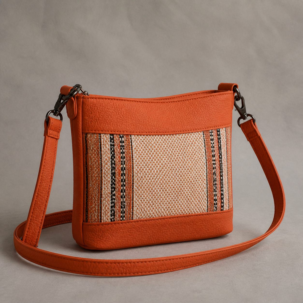 Branded product creative of an orange crossbody bag